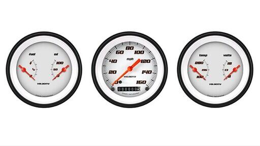 Velocity White Series 3 3/8" Hastighetsmätare & 2 Duals